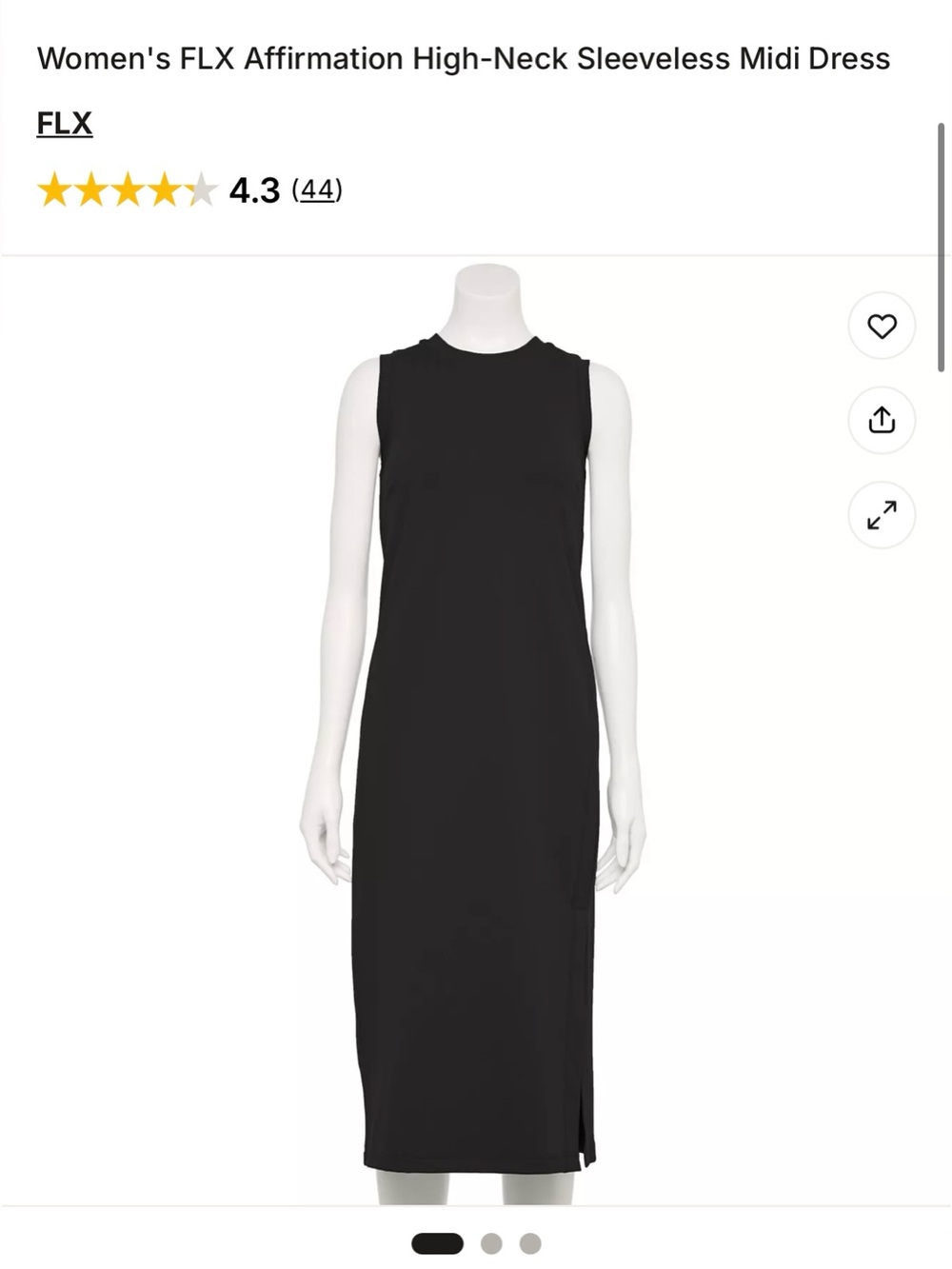 New FLX Affirmation Solace High Neck Sleeveless Midi Dress Black Built In Bra M